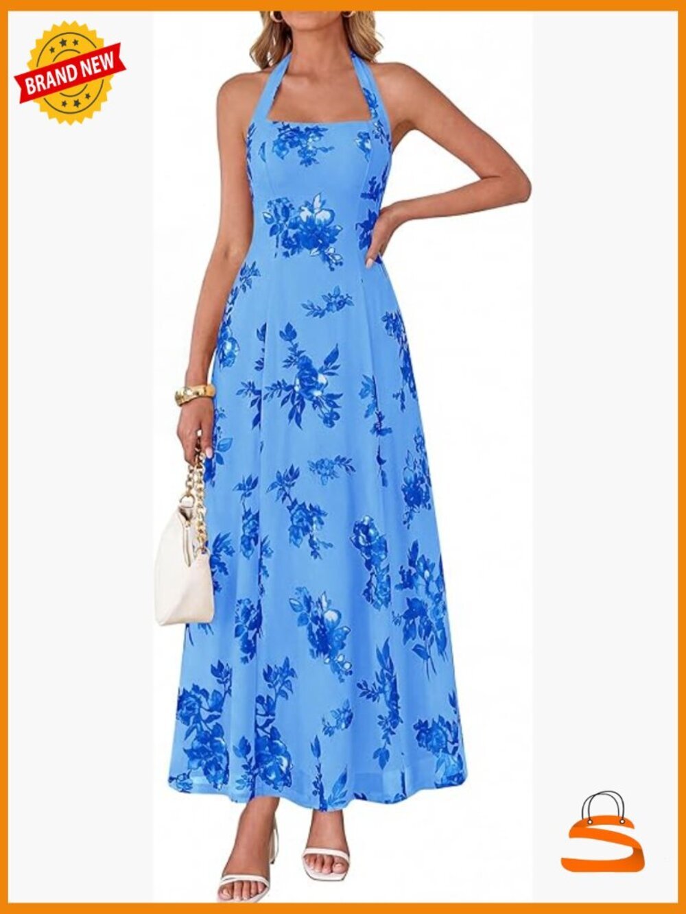 Sleeveless Halter Floral Maxi Dress 2026 Beach Wedding Guest Cocktail Mesh